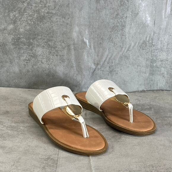 GC SHOES Women’s White Candace Memory Foam Thong Slip-On Flat Sandals SZ 6 - Picture 4 of 9